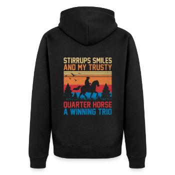 American Quarter Horse Reitpferd Liebhaber Hors - Unisex Premium Bio Zip Hoodie - Schwarz - Hinten - Nico (187cm)