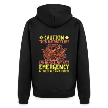 Friseur Friseur Hairapist Haarstyling Haare - Unisex Premium Bio Zip Hoodie - Schwarz - Hinten - Nico (187cm)