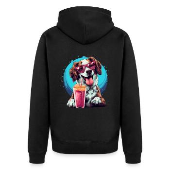 Chien heureux avec des lunettes de soleil - Veste à capuche bio Premium Unisexe - noir - Dos - Nico (187cm)