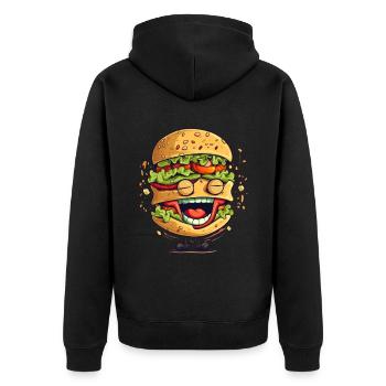 Drôle de burger comique Hamburger Cheeseburger - Veste à capuche bio Premium Unisexe - noir - Dos - Nico (187cm)