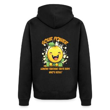 Funny Sour rend drôle citron vert - Veste à capuche bio Premium Unisexe - noir - Dos - Nico (187cm)