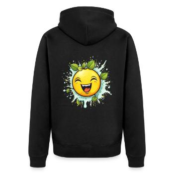 Funny cartoon lemon for lemonade - Unisex Premium Organic Zip Hoodie - black - Back - Nico (187cm)