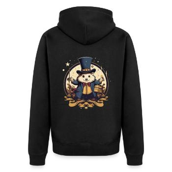 Hamster als Zauberer Zirkus Magie - Unisex Premium Bio Zip Hoodie - Schwarz - Hinten - Nico (187cm)