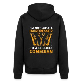 Friseur Friseur Hairapist Haarstyling Haare - Unisex Premium Bio Zip Hoodie - Schwarz - Hinten - Nico (187cm)