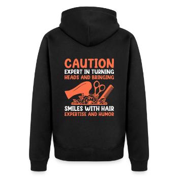 Coiffeur Coiffeur Coiffeur Coiffure Coiffure - Veste à capuche bio Premium Unisexe - noir - Dos - Nico (187cm)