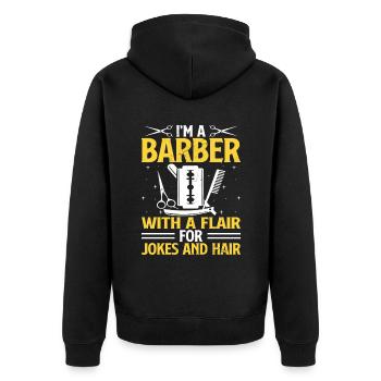 Friseur Friseur Hairapist Haarstyling Haare - Unisex Premium Bio Zip Hoodie - Schwarz - Hinten - Nico (187cm)