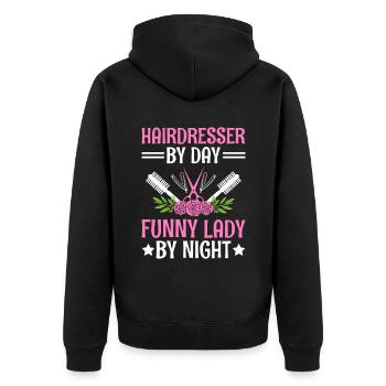 Coiffeur Coiffeur Coiffeur Coiffure Coiffure - Veste à capuche bio Premium Unisexe - noir - Dos - Nico (187cm)
