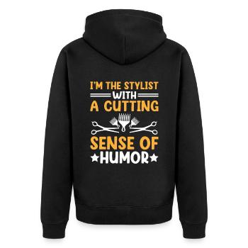 Friseur Friseur Hairapist Haarstyling Haare - Unisex Premium Bio Zip Hoodie - Schwarz - Hinten - Nico (187cm)