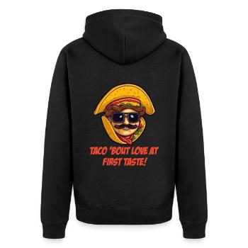 Taco mit lustigem Spruch Tacos - Unisex Premium Bio Zip Hoodie - Schwarz - Hinten - Nico (187cm)