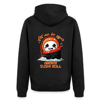 Rouleau de sushi préféré - Veste à capuche bio Premium Unisexe - noir - Dos - Nico (187cm)