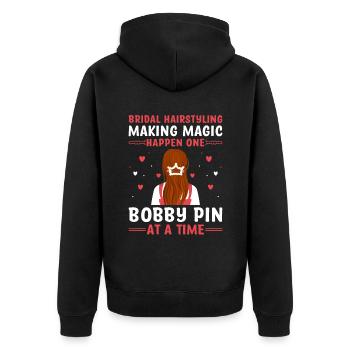 Friseur Friseur Hairapist Haarstyling Haare - Unisex Premium Bio Zip Hoodie - Schwarz - Hinten - Nico (187cm)