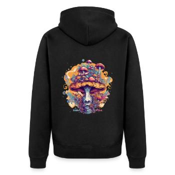 Responsable de Magic Mushrooms Psytrance Cottagecore - Veste à capuche bio Premium Unisexe - noir - Dos - Nico (187cm)