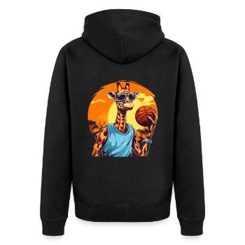 Giraffe plays basketball - Unisex Premium Organic Zip Hoodie - black - Back - Nico (187cm)