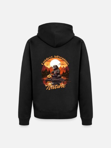 Bieber with lettering - Unisex Premium Organic Zip Hoodie - black