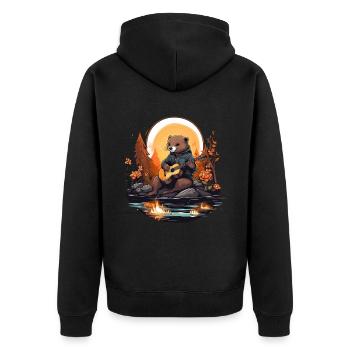 Otter joue de la guitare - Veste à capuche bio Premium Unisexe - noir - Dos - Nico (187cm)