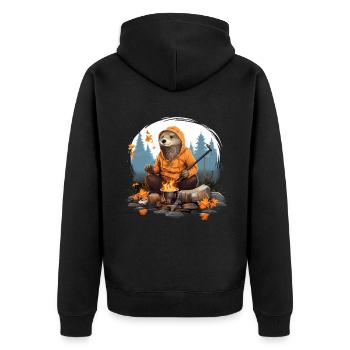 Otters by the fire - Unisex Premium Organic Zip Hoodie - black - Back - Nico (187cm)