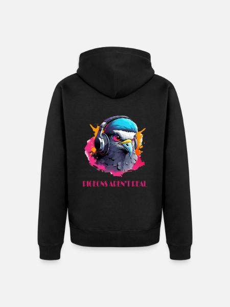 Adler mit Headset - Unisex Premium Bio Zip Hoodie - Schwarz