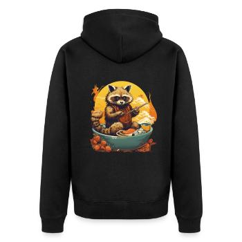 Waschbär mit Stäbchen Ramen Asia Food - Unisex Premium Bio Zip Hoodie - Schwarz - Hinten - Nico (187cm)