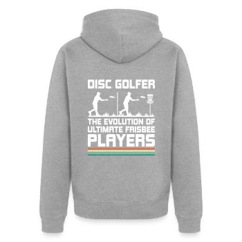 Disc Golf Player Disc Golfer Frisbee Player Par Pu - Veste à capuche bio Premium Unisexe - gris chiné - Dos - Nico (187cm)