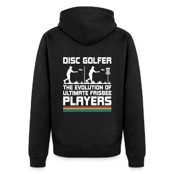 Disc Golf Spieler Disc Golfer Frisbee Spieler Par Pu - Unisex Premium Bio Zip Hoodie - Schwarz - Hinten - Nico (187cm)