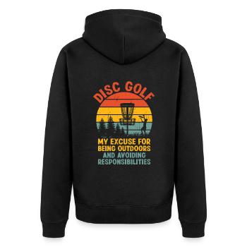 Disc Golf Player Disc Golfer Frisbee Player Par Pu - Unisex Premium Organic Zip Hoodie - black - Back - Nico (187cm)