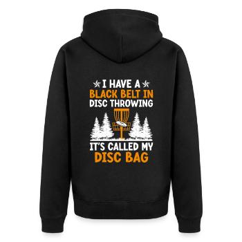 Disc Golf Player Disc Golfer Frisbee Player Par Pu - Unisex Premium Bio Zip Hoodie - Schwarz - Hinten - Nico (187cm)
