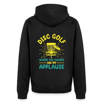 Disc Golf Player Disc Golfer Frisbee Player Par Pu - Unisex Premium Bio Zip Hoodie - Schwarz - Hinten - Nico (187cm)