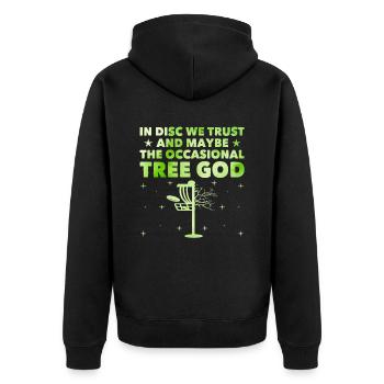 Disc Golf Player Disc Golfer Frisbee Player Par Pu - Unisex Premium Bio Zip Hoodie - Schwarz - Hinten - Nico (187cm)