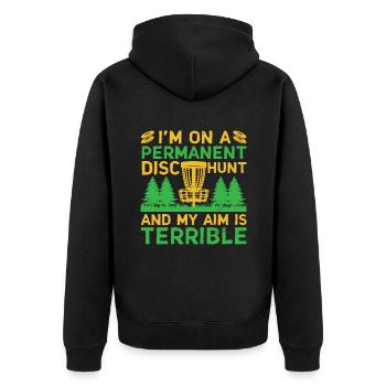 Disc Golf Player Disc Golfer Frisbee Player Par Pu - Unisex Premium Bio Zip Hoodie - Schwarz - Hinten - Nico (187cm)