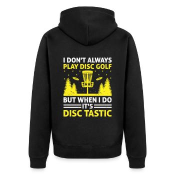 Disc Golf Player Disc Golfer Frisbee Player Par Pu - Unisex Premium Organic Zip Hoodie - black - Back - Nico (187cm)