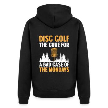 Disc Golf Player Disc Golfer Frisbee Player Par Pu - Unisex Premium Bio Zip Hoodie - Schwarz - Hinten - Nico (187cm)