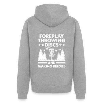 Disc Golf Player Disc Golfer Frisbee Player Par Pu - Unisex Premium Bio Zip Hoodie - Grau meliert - Hinten - Nico (187cm)