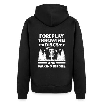 Disc Golf Player Disc Golfer Frisbee Player Par Pu - Unisex Premium Bio Zip Hoodie - Schwarz - Hinten - Nico (187cm)