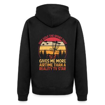 Disc Golf Player Disc Golfer Frisbee Player Par Pu - Unisex Premium Organic Zip Hoodie - black - Back - Nico (187cm)