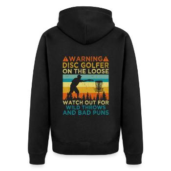 Disc Golf Player Disc Golfer Frisbee Player Par Pu - Unisex Premium Bio Zip Hoodie - Schwarz - Hinten - Nico (187cm)
