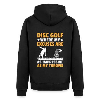 Disc Golf Player Disc Golfer Frisbee Player Par Pu - Unisex Premium Bio Zip Hoodie - Schwarz - Hinten - Nico (187cm)