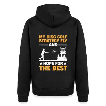 Disc Golf Player Disc Golfer Frisbee Player Par Pu - Unisex Premium Bio Zip Hoodie - Schwarz - Hinten - Nico (187cm)