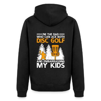 Disc Golf Player Disc Golfer Frisbee Player Par Pu - Veste à capuche bio Premium Unisexe - noir - Dos - Nico (187cm)