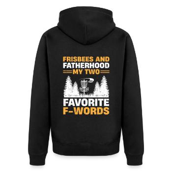 Disc Golf Player Disc Golfer Frisbee Player Par Pu - Unisex Premium Bio Zip Hoodie - Schwarz - Hinten - Nico (187cm)