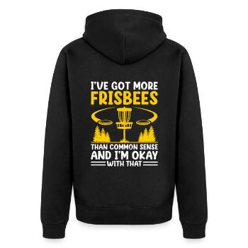 Disc Golf Player Disc Golfer Frisbee Player Par Pu - Unisex Premium Bio Zip Hoodie - Schwarz - Hinten - Nico (187cm)