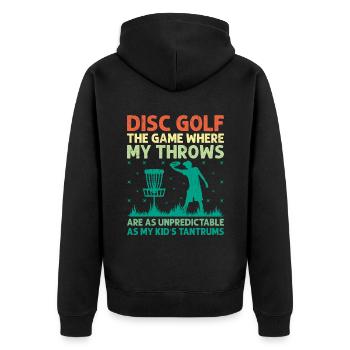 Disc Golf Player Disc Golfer Frisbee Player Par Pu - Unisex Premium Organic Zip Hoodie - black - Back - Nico (187cm)