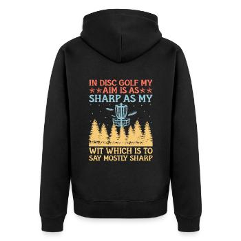 Disc Golf Player Disc Golfer Frisbee Player Par Pu - Unisex Premium Organic Zip Hoodie - black - Back - Nico (187cm)