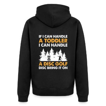 Disc Golf Player Disc Golfer Frisbee Player Par Pu - Unisex Premium Organic Zip Hoodie - black - Back - Nico (187cm)