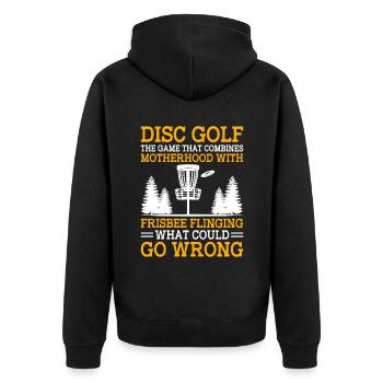 Disc Golf Player Disc Golfer Frisbee Player Par Pu - Unisex Premium Bio Zip Hoodie - Schwarz - Hinten - Nico (187cm)