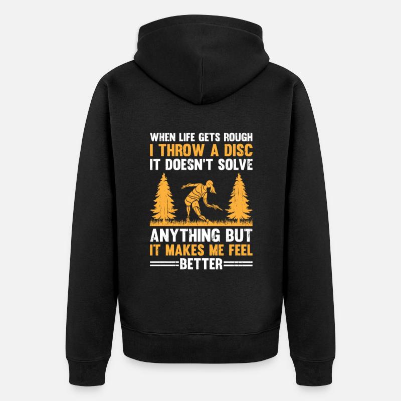 Disc Golf Player Disc Golfer Frisbee Player Par Pu - Unisex Premium Organic Zip Hoodie - black