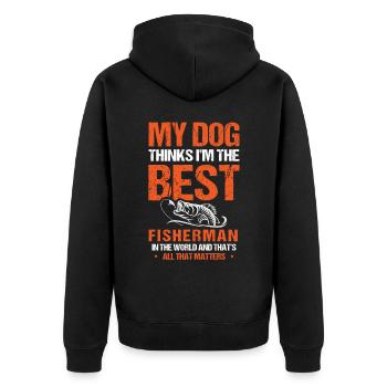 Propriétaires de chiens de pêche Amoureux des chiens Entonnoir de pêche parfait - Veste à capuche bio Premium Unisexe - noir - Dos - Nico (187cm)