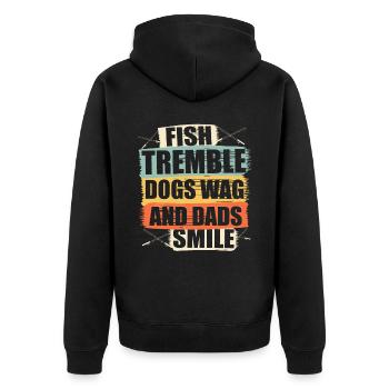Propriétaires de chiens de pêche Amoureux des chiens Entonnoir de pêche parfait - Veste à capuche bio Premium Unisexe - noir - Dos - Nico (187cm)