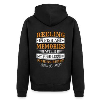 Angeln Hundebesitzer Hundeliebhaber Perfect Fishing Funn - Unisex Premium Bio Zip Hoodie - Schwarz - Hinten - Nico (187cm)