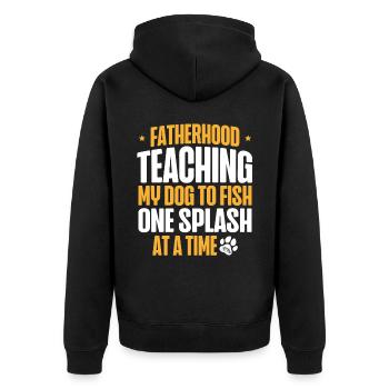 Angeln Hundebesitzer Hundeliebhaber Perfect Fishing Funn - Unisex Premium Bio Zip Hoodie - Schwarz - Hinten - Nico (187cm)