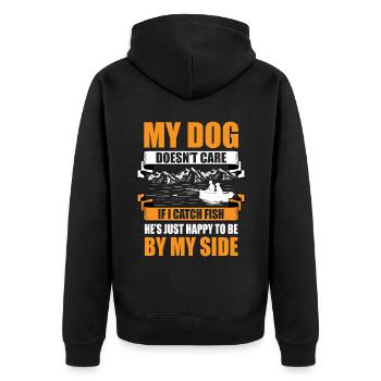 Angeln Hundebesitzer Hundeliebhaber Perfect Fishing Funn - Unisex Premium Bio Zip Hoodie - Schwarz - Hinten - Nico (187cm)